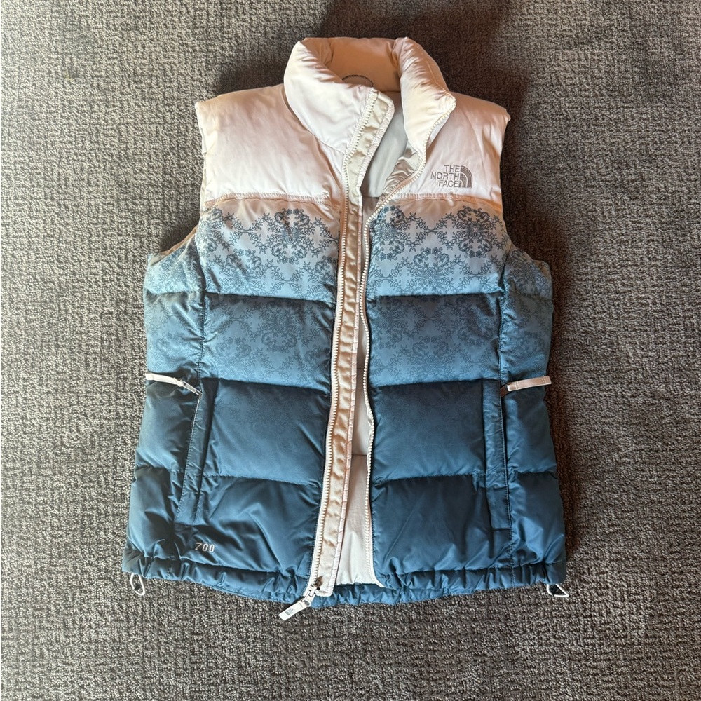 The North Face Womens Blue and White Puffer Vest
